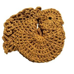 Vintage Crochet Brown Turkey Thanksgiving Potholder 9" x 10"